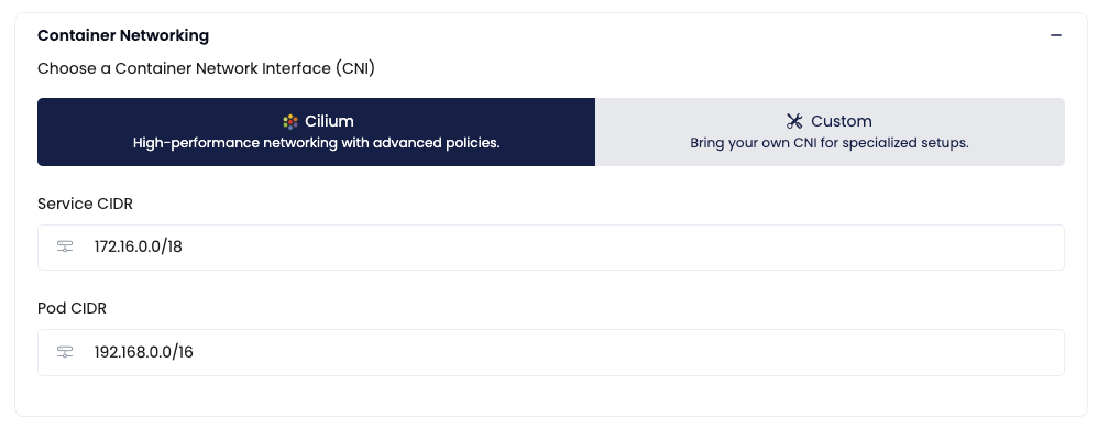 Select Cilium CNI